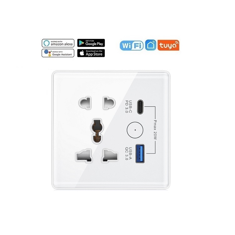 Smart WIFI Wall Socket with USBC Outlet Universal Plug