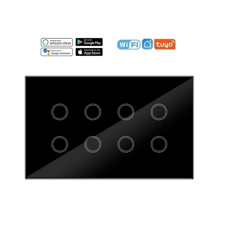 Smart Lighting 8Gang Switch Touch Glass Panel